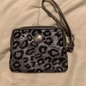 Coach small leopard sparkle change purse